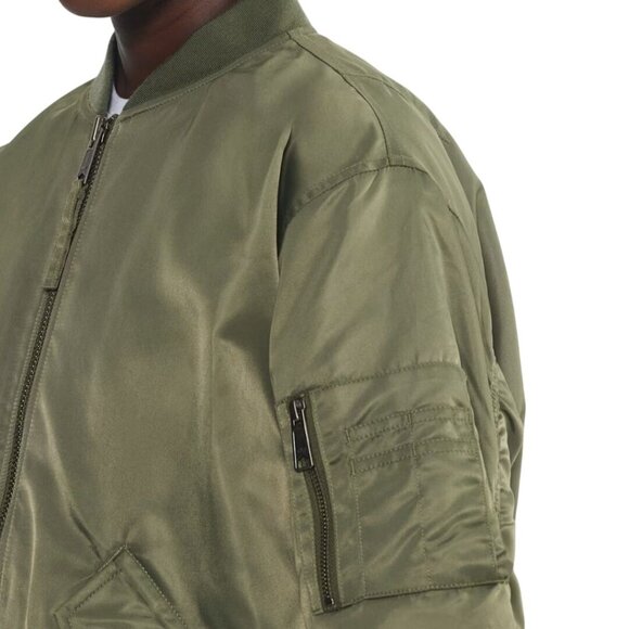 Aritzia TNA Brea Bomber Olive Green Full Zip Pockets Oversized Insulated Size XS - Picture 7 of 12